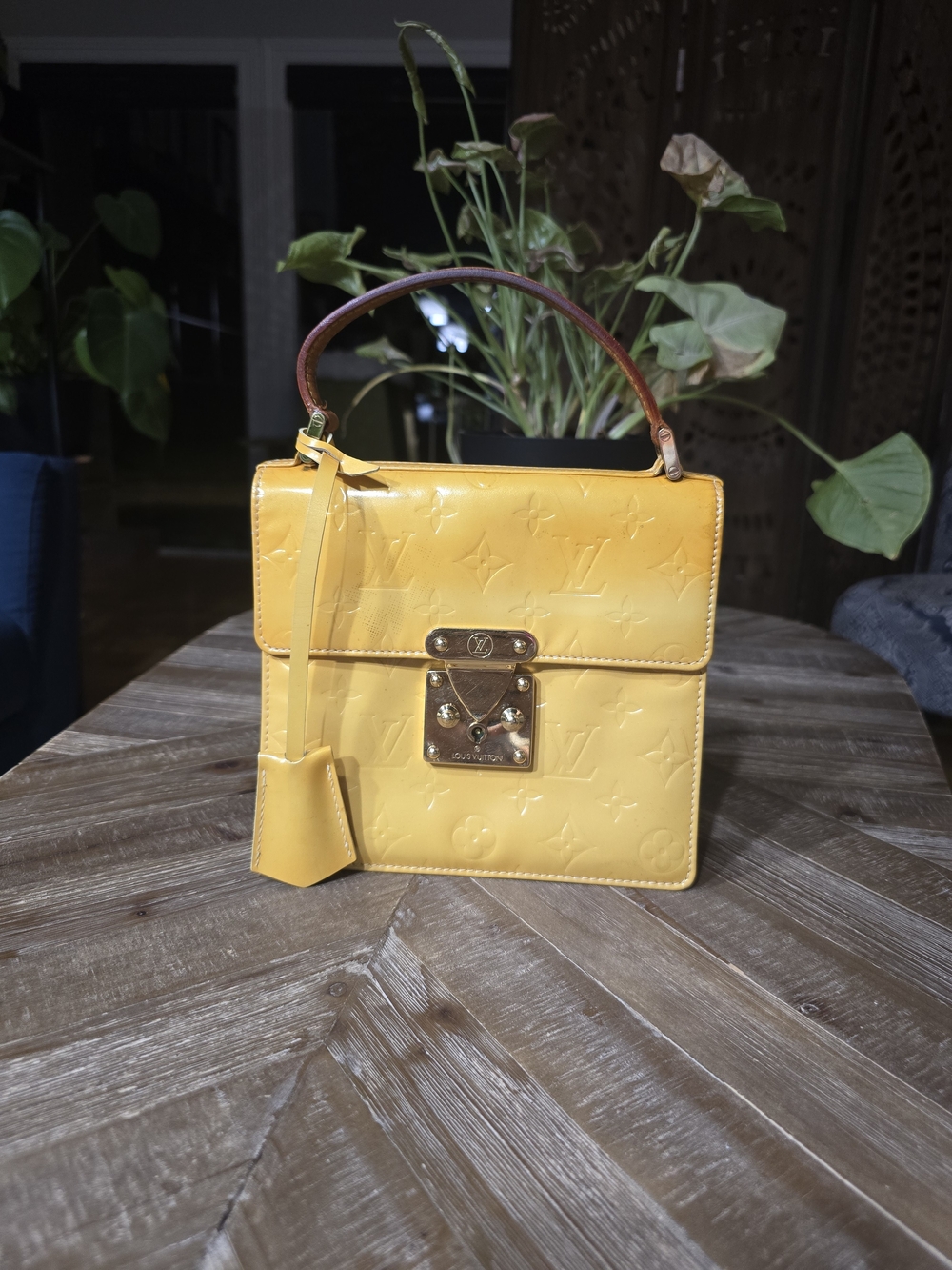 Louis Vuitton Vintage Vernis Spring Street Bag Yellow + COA